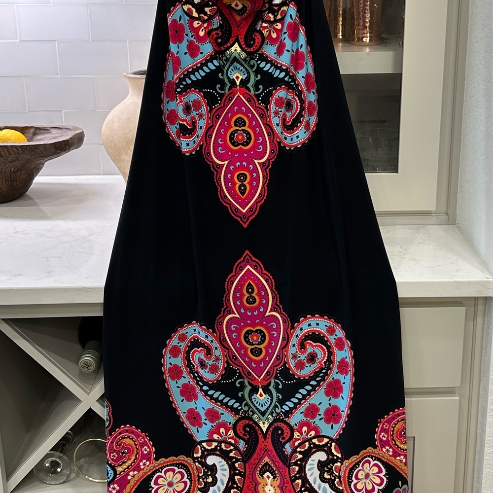 Black Maxi Dress with Vibrant Paisley Print
